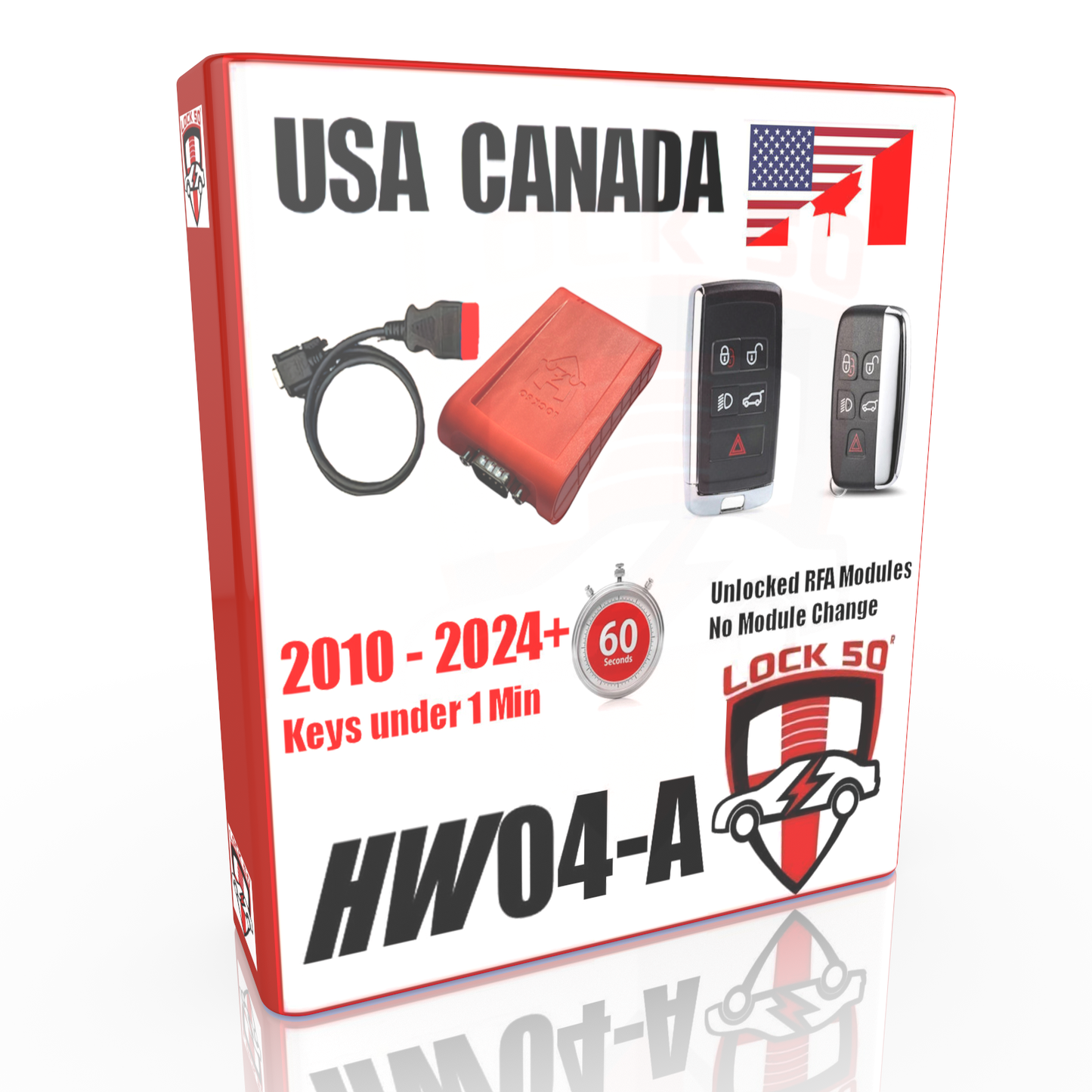 Lock50 JLR OBD Link Tool HW04-A for USA CANADA (2010 to 2024+)  NO Need To Replace Unlocked RFA  & Add Remove Keys in Under 60 Seconds