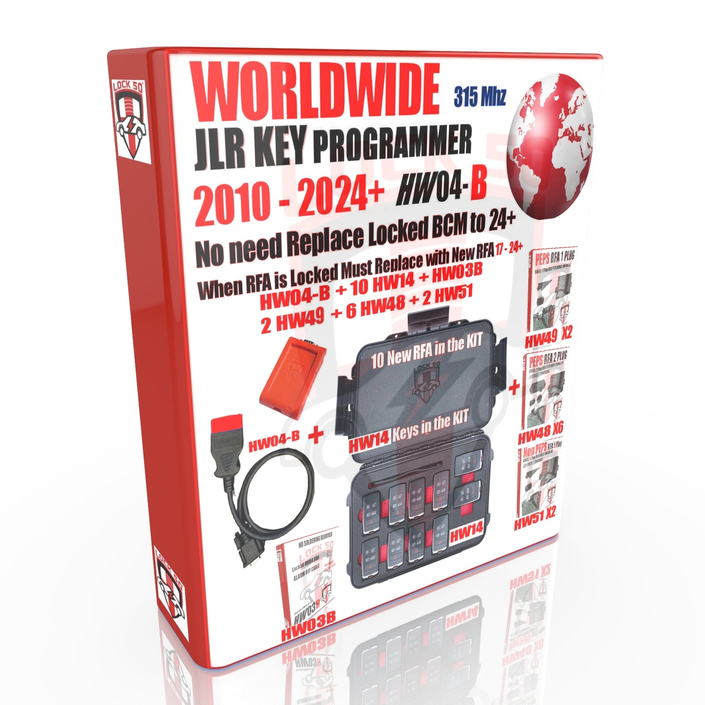 Lock50 JLR OBD Link Tool HW04-B Worldwide Need To Replace LOCKED RFA with NEW Unlocked RFA & Can Add Remove Keys TO 24+